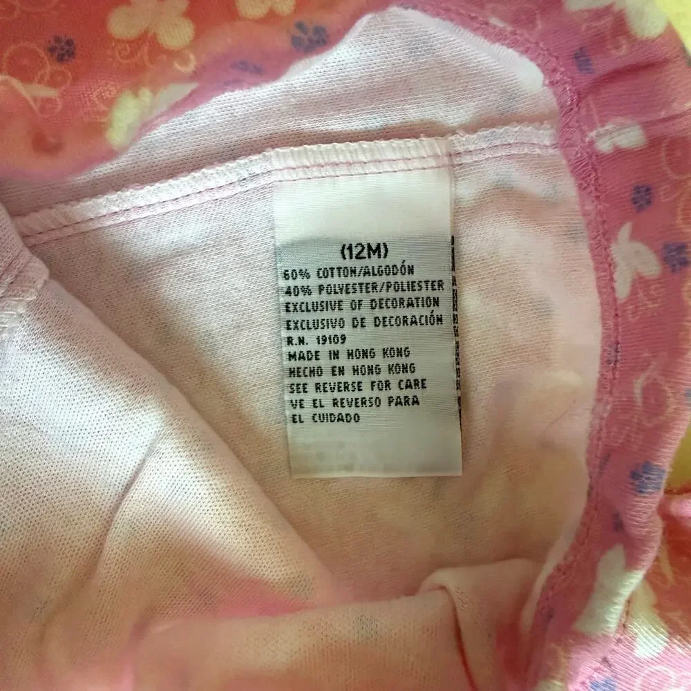 Vintage 90s Disney Pooh Shorts Set Hat Girls Size 12M Hello Little Friend